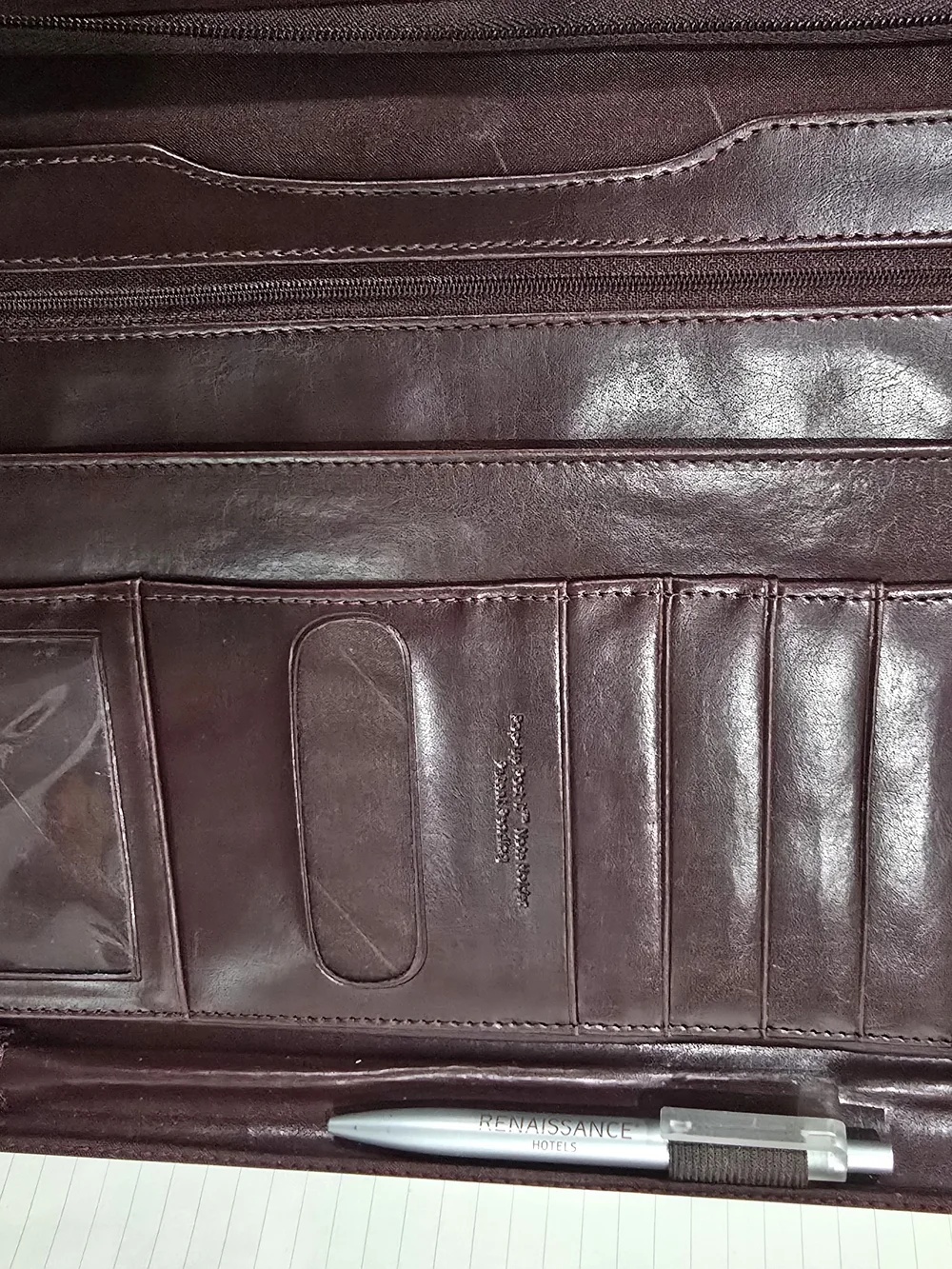 Vintage Leather Portfolio Folio Notebook Organizer - Burgundy